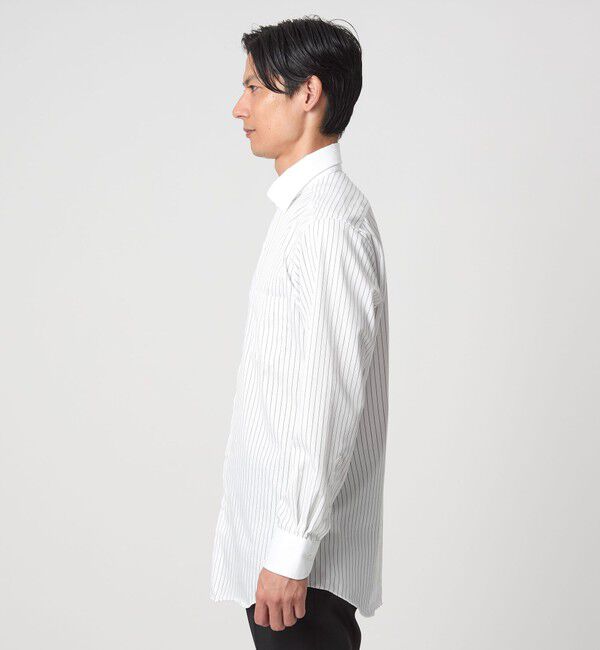 UNITED ARROWS green label relaxing「コットン ツイル ピンストライプ クレリック ワイドカラー ドレスシャツ -イージーアイロン-」|シャツ・ブラウス|