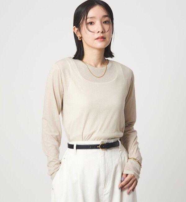 UNITED ARROWS green label relaxing「【WEB限定】＜at ease＞シアー テンジク ロングスリーブ カットソー」|Tシャツ・カットソー|NATURAL