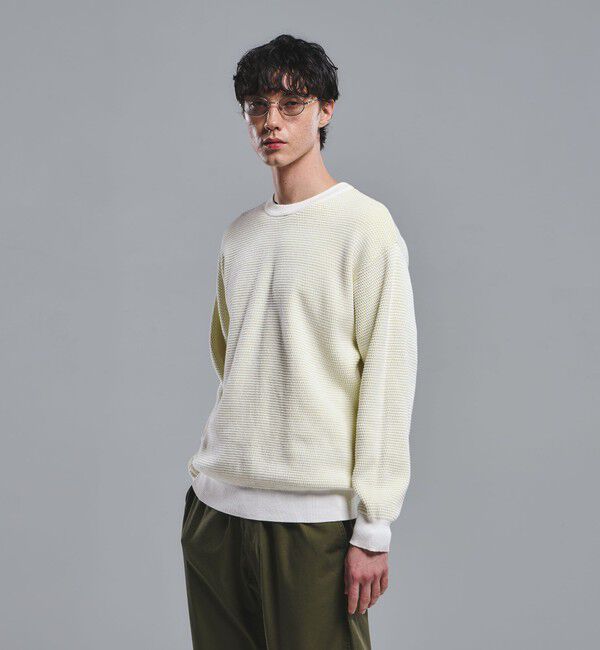 UNITED ARROWS green label relaxing「コットン リバー カノコ クルーネック ニット」|ニット・セーター|WHITE