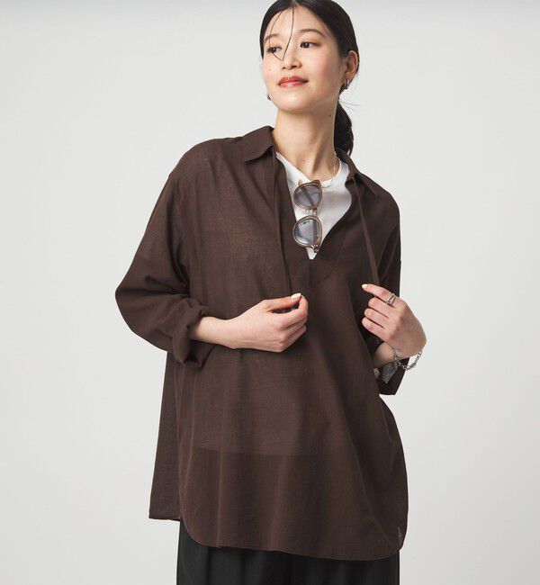 UNITED ARROWS green label relaxing「【WEB限定】＜at ease＞シアー スキッパー シャツ」|シャツ・ブラウス|