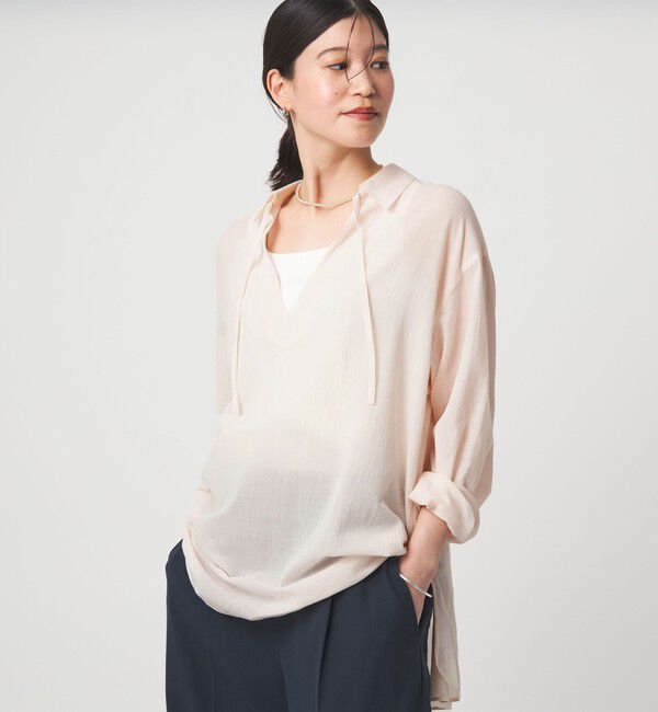 UNITED ARROWS green label relaxing「【WEB限定】＜at ease＞シアー スキッパー シャツ」|シャツ・ブラウス|