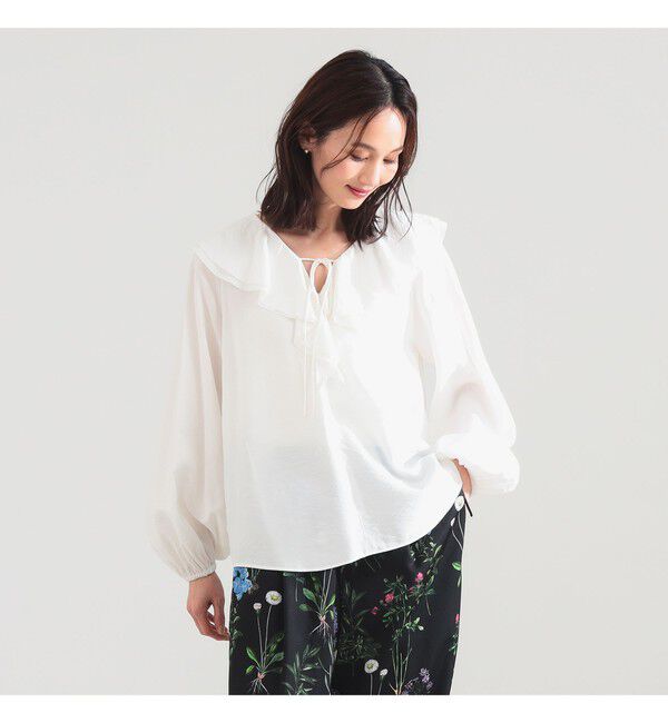 Demi-Luxe BEAMS 「ラッフル ボリューム ブラウス」|シャツ・ブラウス|WHITE