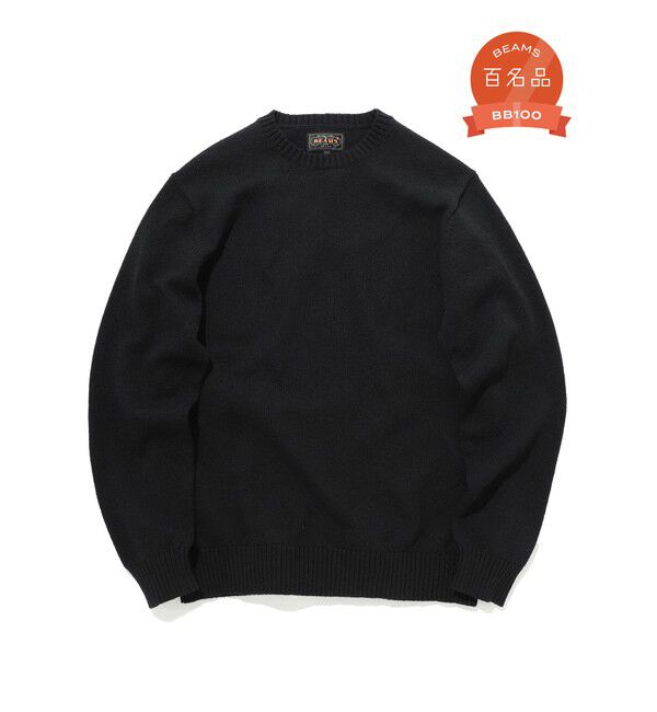 BEAMS PLUS「Crew LilyYarn 7G」|ニット・セーター|BLACK