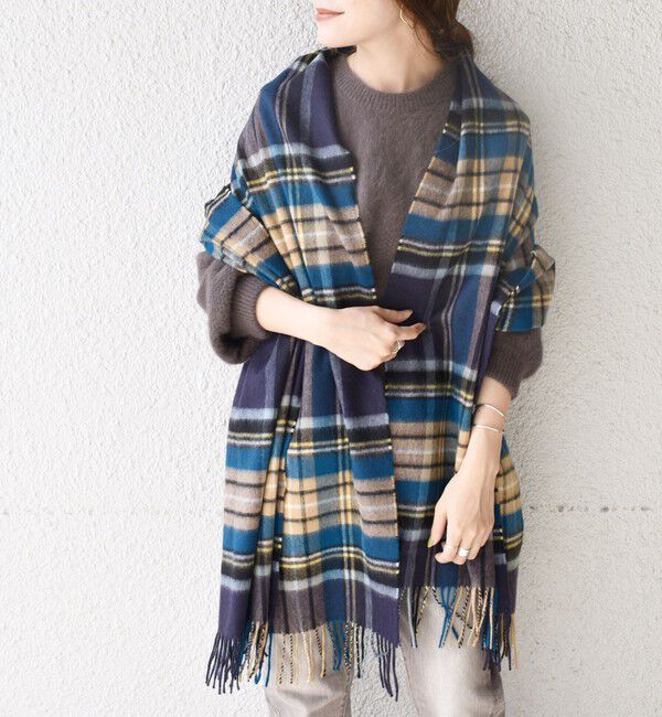 SHIPS for women「【SHIPS別注】JOHNSTONS:カシミヤチェックストール」|ストール|