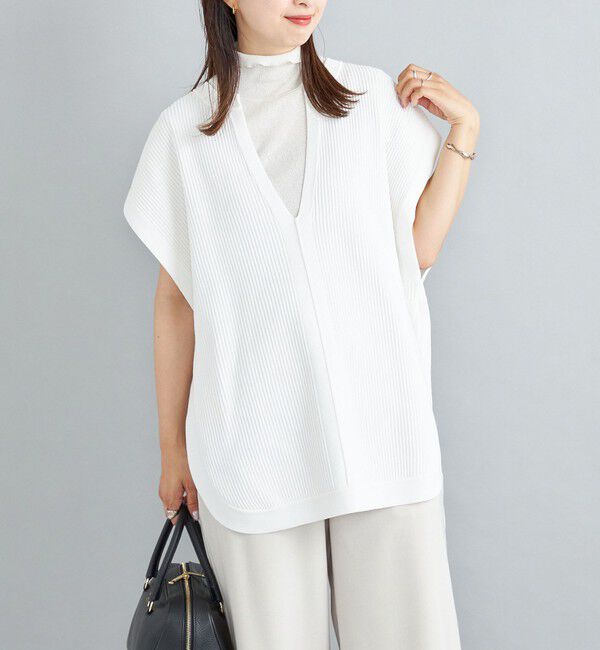 SHIPS for women「〈手洗い可能〉裾ラウンドVネックベスト◇」|ベスト・ジレ|