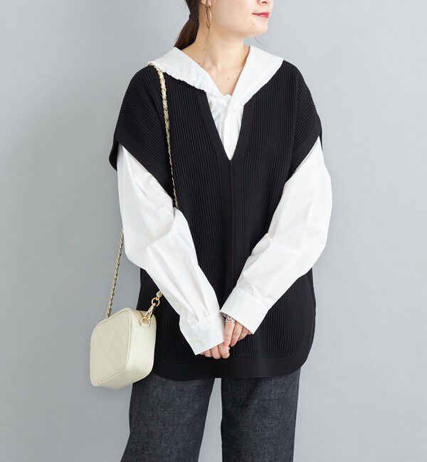 SHIPS for women「〈手洗い可能〉裾ラウンドVネックベスト◇」|ベスト・ジレ|