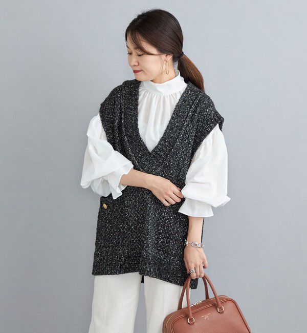 SHIPS for women「〈手洗い可能〉ツイード金ボタンニットベスト◇」|ベスト・ジレ|