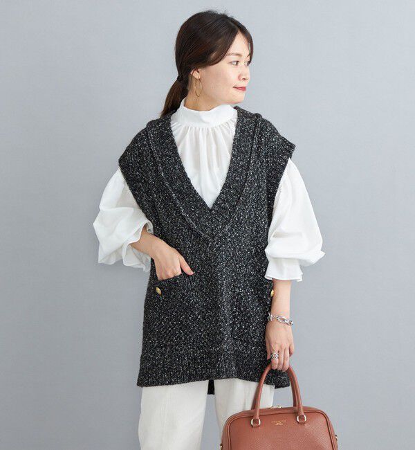 SHIPS for women「〈手洗い可能〉ツイード金ボタンニットベスト◇」|ベスト・ジレ|