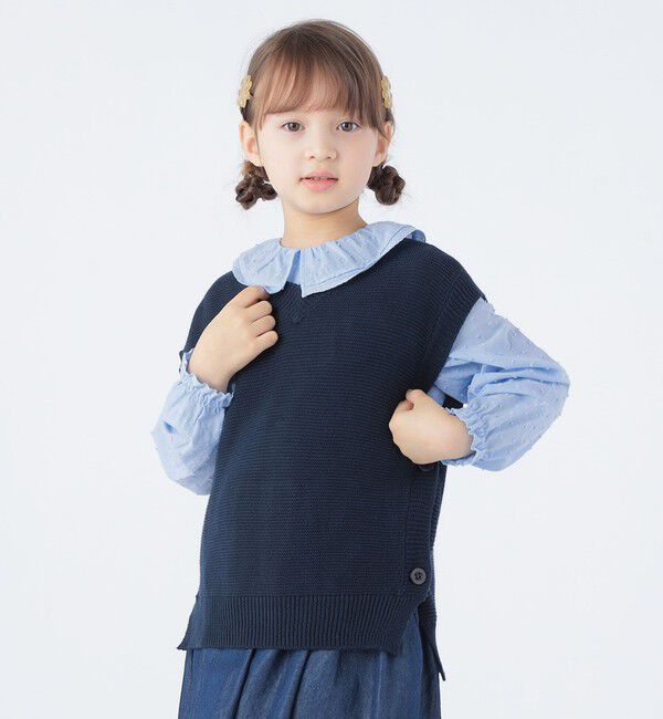 SHIPS KIDS「SHIPS KIDS:100～140cm /〈手洗い可能〉サイド ボタン ニット ベスト」|ベスト・ジレ|