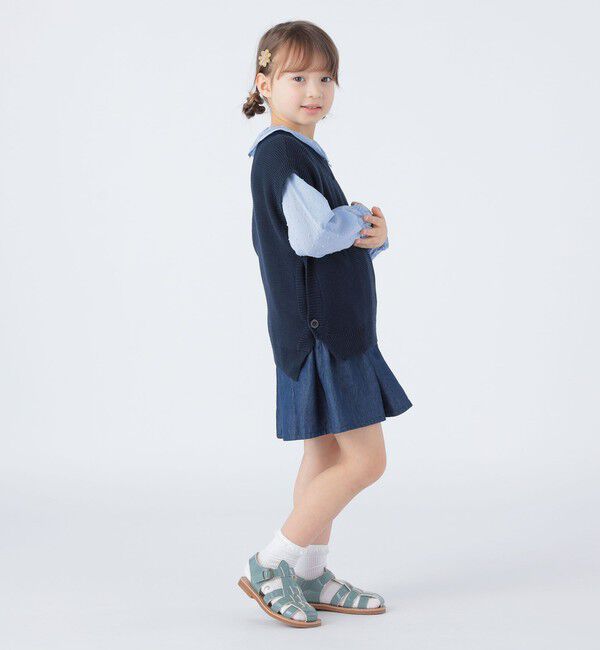 SHIPS KIDS「SHIPS KIDS:100～140cm /〈手洗い可能〉サイド ボタン ニット ベスト」|ベスト・ジレ|