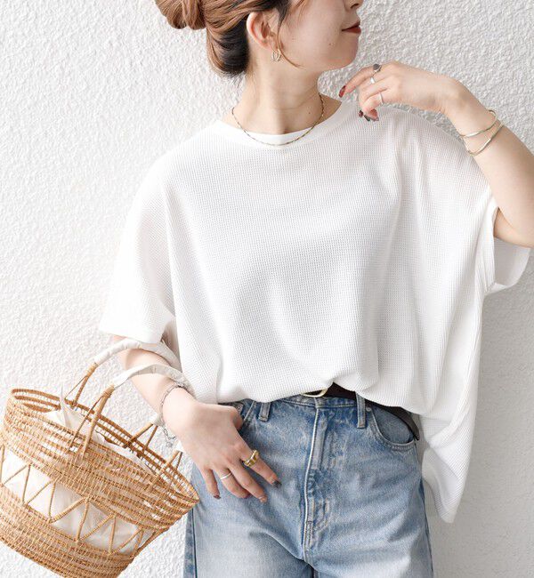 SHIPS any「【WEB限定】SHIPS any:〈洗濯機可能〉ワッフル ワイド TEE」|Tシャツ・カットソー|ホワイト