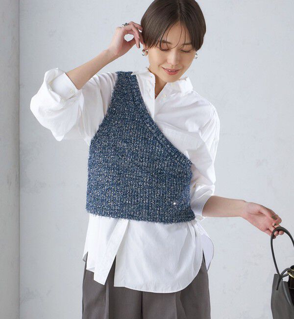 SHIPS for women「〈手洗い可能〉カールヤーン スパンコール ワンショルダー 24SS ◇」|ベスト・ジレ|