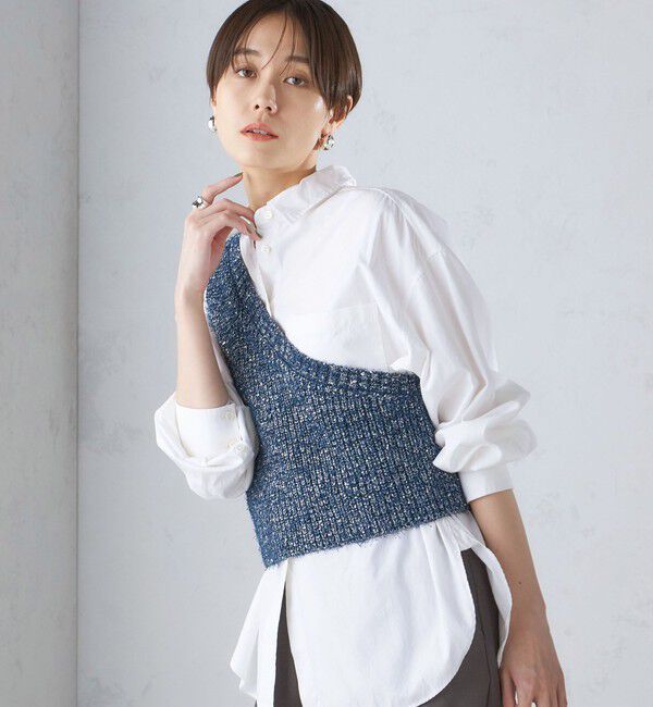 SHIPS for women「〈手洗い可能〉カールヤーン スパンコール ワンショルダー 24SS ◇」|ベスト・ジレ|