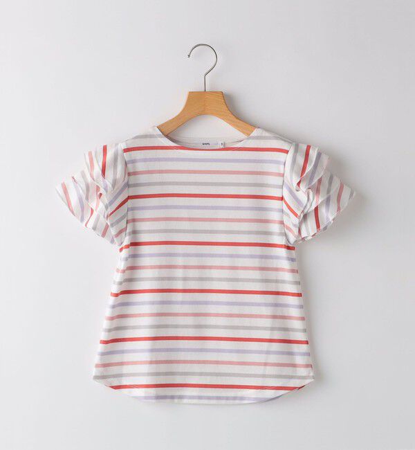 SHIPS KIDS「SHIPS KIDS:80～90cm / オーガニック コットン フリル スリーブ TEE」|Tシャツ・カットソー|ピンク