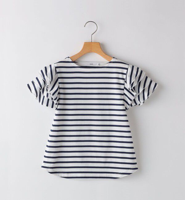 SHIPS KIDS「SHIPS KIDS:80～90cm / オーガニック コットン フリル スリーブ TEE」|Tシャツ・カットソー|ブルー