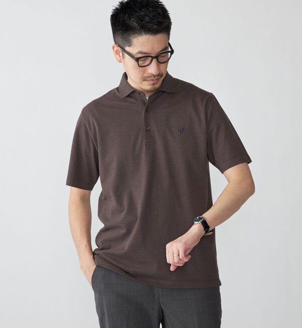 SHIPS「【WEB限定】SHIPS:〈吸水速乾〉ドライピケ ワンポイント ロゴ ワイドカラー ポロシャツ」|ポロシャツ|