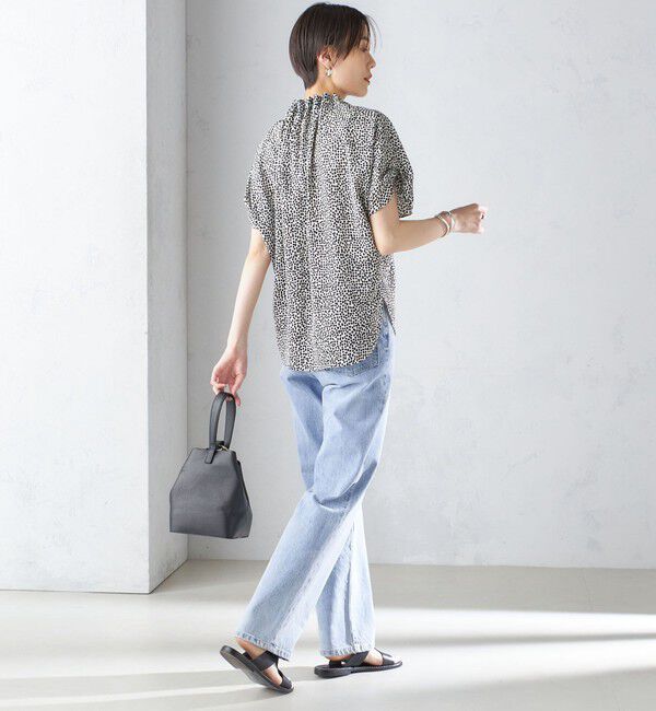 SHIPS for women「〈手洗い可能〉ネック ギャザー プリント ドルマン ブラウス」|シャツ・ブラウス|