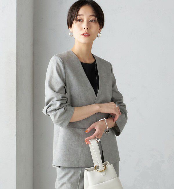 SHIPS for women「〈接触冷感/手洗い可能〉トリアセテート混 ノーラペル ジャケット（セットアップ対応）◇」|その他|