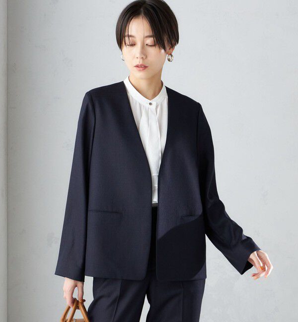 SHIPS for women「〈接触冷感/手洗い可能〉トリアセテート混 ノーラペル ジャケット（セットアップ対応）◇」|その他|