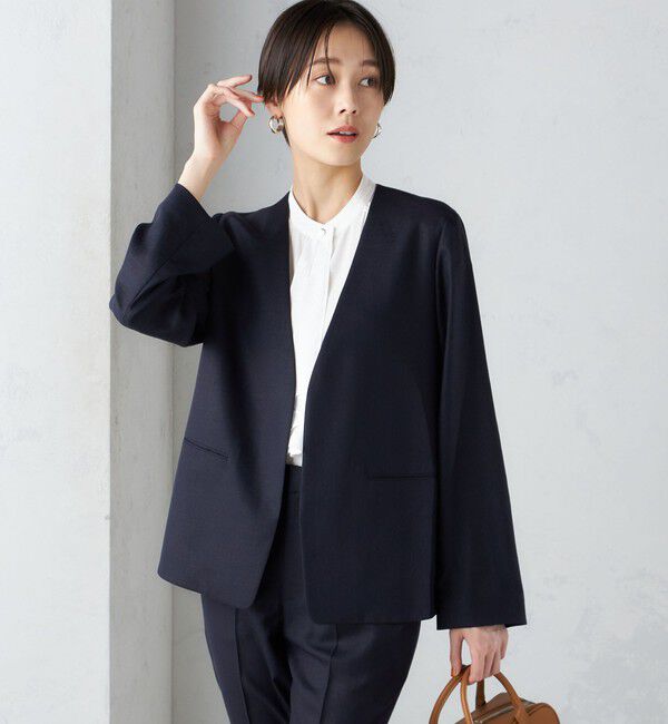 SHIPS for women「〈接触冷感/手洗い可能〉トリアセテート混 ノーラペル ジャケット（セットアップ対応）◇」|その他|