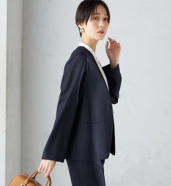 SHIPS for women「〈接触冷感/手洗い可能〉トリアセテート混 ノーラペル ジャケット（セットアップ対応）◇」|その他|