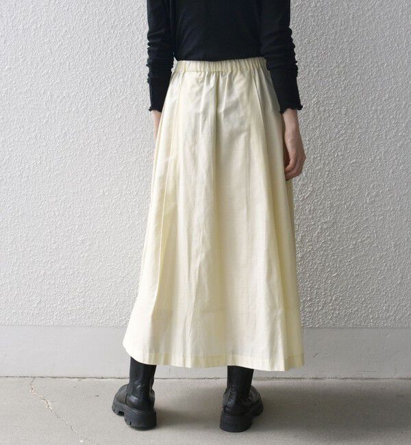 SHIPS any「SHIPS any:〈手洗い可能〉ヴィンテージサテン ランダムタック フレア スカート」|スカート|