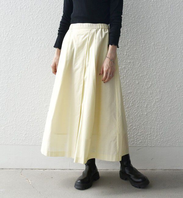 SHIPS any「SHIPS any:〈手洗い可能〉ヴィンテージサテン ランダムタック フレア スカート」|スカート|