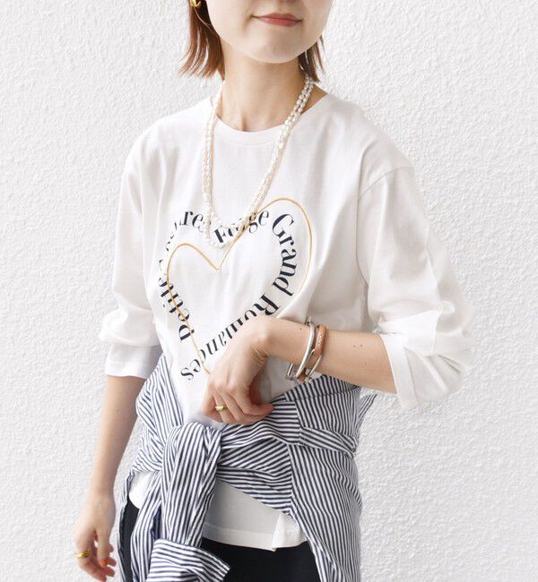 SHIPS for women「【WEB限定】バリエーション ロゴ プリント ロングスリーブ TEE」|Tシャツ・カットソー|ホワイト系