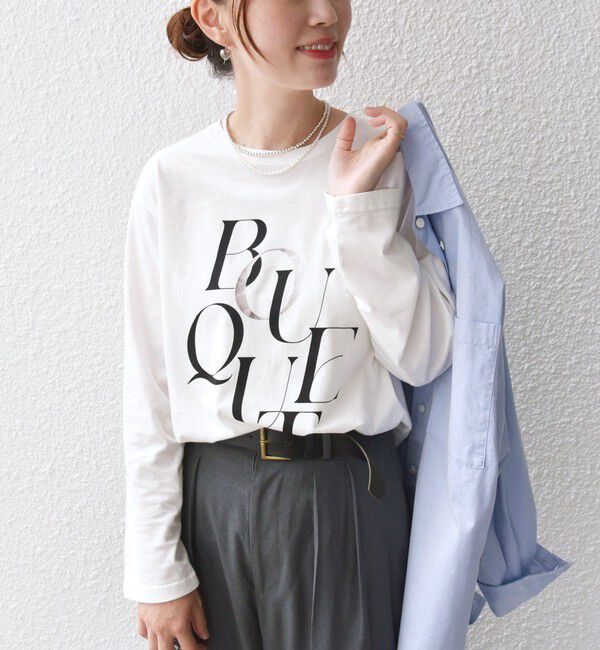 SHIPS for women「【WEB限定】バリエーション ロゴ プリント ロングスリーブ TEE」|Tシャツ・カットソー|