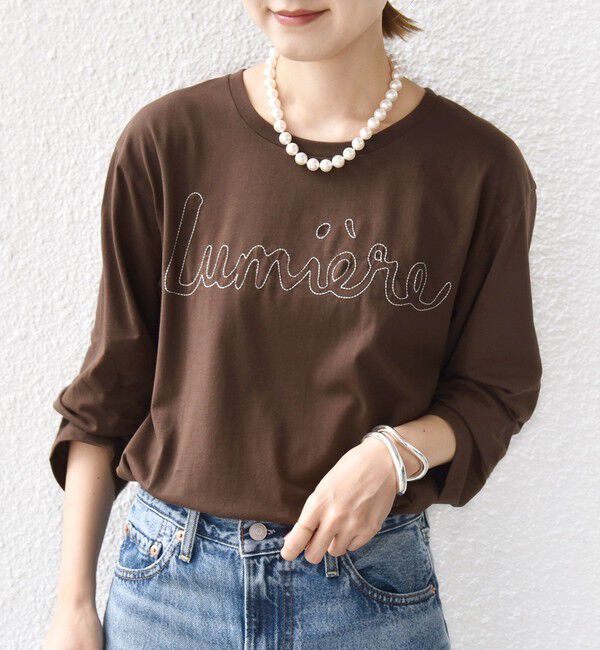 SHIPS for women「【WEB限定】バリエーション ロゴ プリント ロングスリーブ TEE」|Tシャツ・カットソー|ブラウン