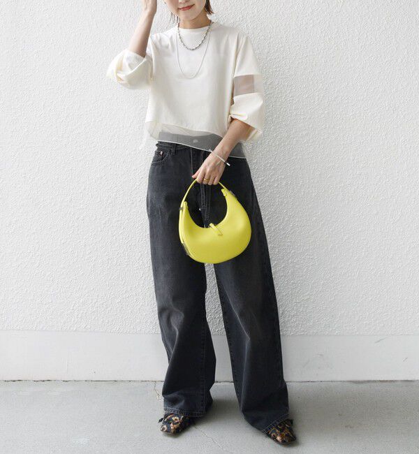 SHIPS for women「〈手洗い可能〉シアー コンビ プルオーバー ロング スリーブ」|Tシャツ・カットソー|