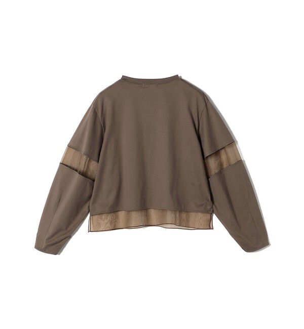 SHIPS for women「〈手洗い可能〉シアー コンビ プルオーバー ロング スリーブ」|Tシャツ・カットソー|