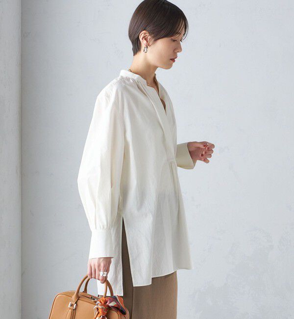 SHIPS for women「〈手洗い可能〉コットン ギャザー チュニック ブラウス」|シャツ・ブラウス|