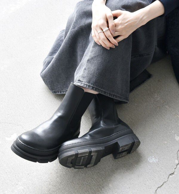 SHIPS any「VELETTO: チェルシー ブーツ」|ショートブーツ|ブラック