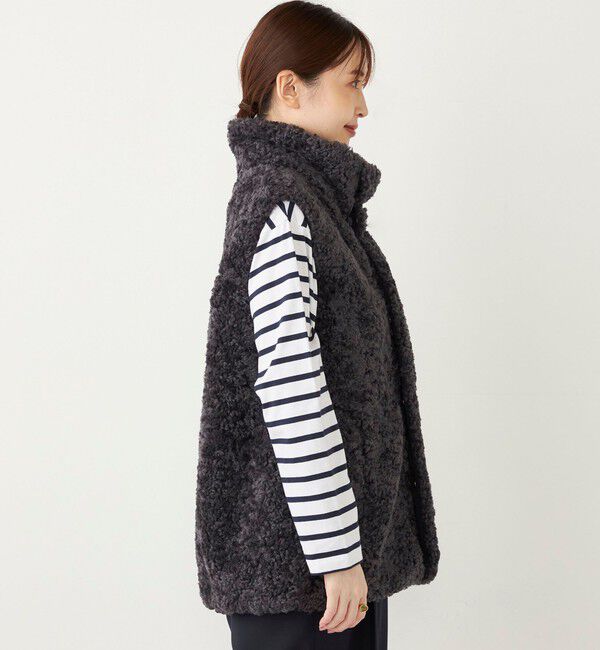 SHIPS Colors 「SHIPS Colors: カーリー ボア スタンドカラー ベスト」|ベスト・ジレ|