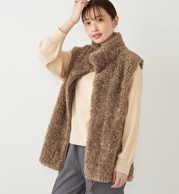 SHIPS Colors 「SHIPS Colors: カーリー ボア スタンドカラー ベスト」|ベスト・ジレ|