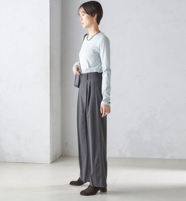 SHIPS for women「〈洗濯機可能〉シャイニー ストレッチ クルーネック カットソー」|Tシャツ・カットソー|