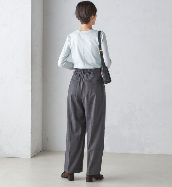 SHIPS for women「〈洗濯機可能〉シャイニー ストレッチ クルーネック カットソー」|Tシャツ・カットソー|