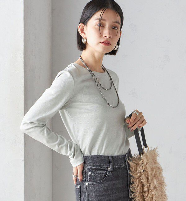 SHIPS for women「〈洗濯機可能〉シャイニー ストレッチ クルーネック カットソー」|Tシャツ・カットソー|