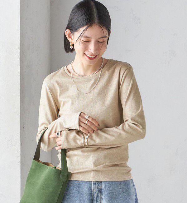 SHIPS for women「〈洗濯機可能〉シャイニー ストレッチ クルーネック カットソー」|Tシャツ・カットソー|