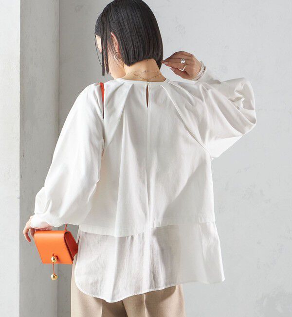 SHIPS for women「〈手洗い可能〉シアー コンビ タック プルオーバー」|Tシャツ・カットソー|