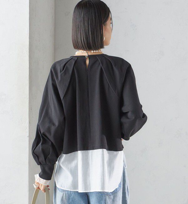 SHIPS for women「〈手洗い可能〉シアー コンビ タック プルオーバー」|Tシャツ・カットソー|