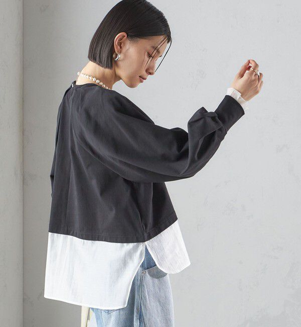 SHIPS for women「〈手洗い可能〉シアー コンビ タック プルオーバー」|Tシャツ・カットソー|