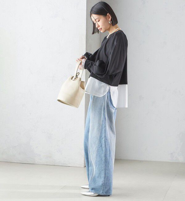 SHIPS for women「〈手洗い可能〉シアー コンビ タック プルオーバー」|Tシャツ・カットソー|