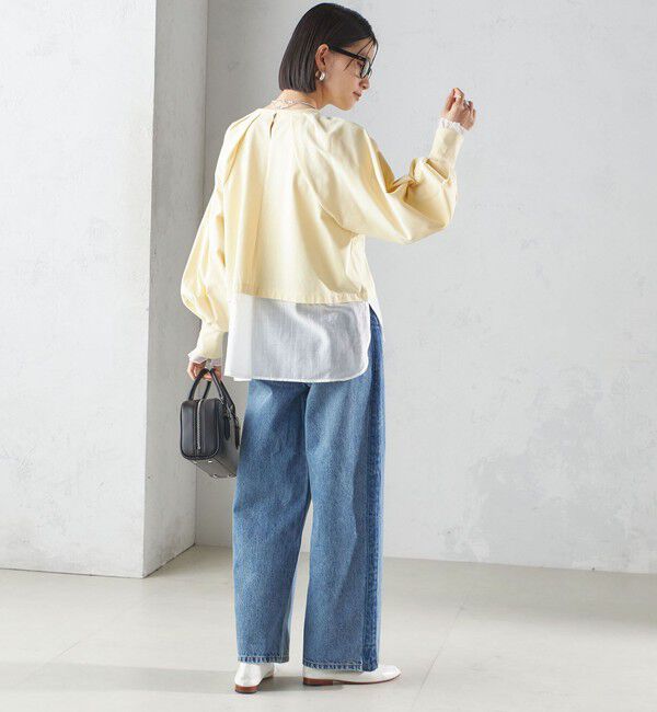 SHIPS for women「〈手洗い可能〉シアー コンビ タック プルオーバー」|Tシャツ・カットソー|