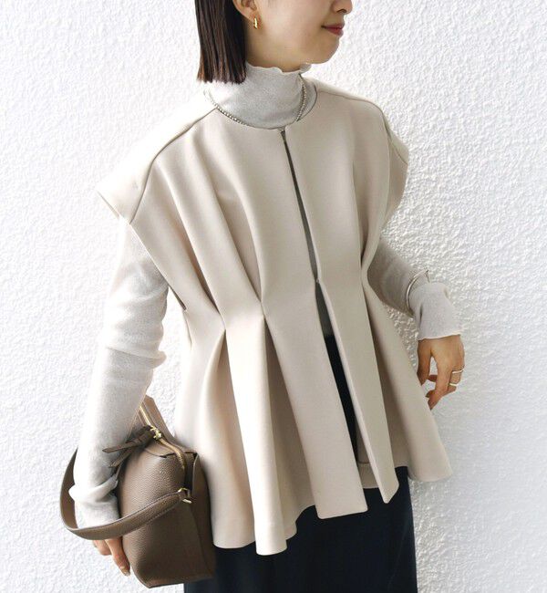SHIPS for women「【WEB限定】〈手洗い可能〉ダンボール フロント タック ジレ」|ベスト・ジレ|