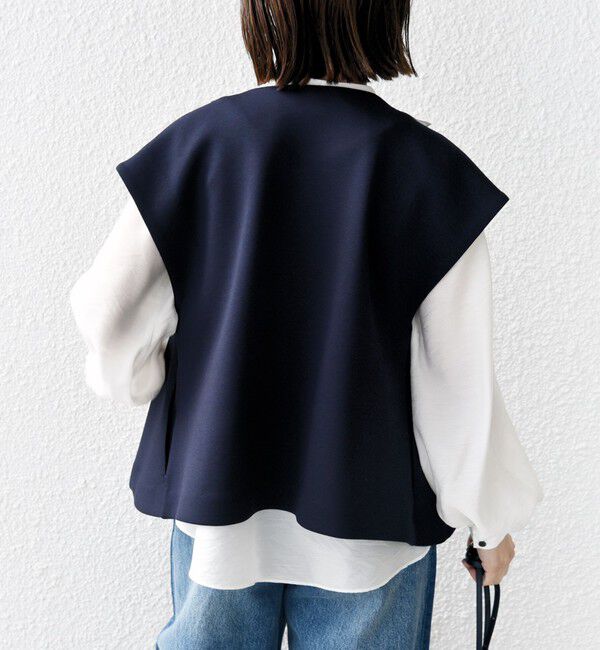 SHIPS for women「【WEB限定】〈手洗い可能〉ダンボール フロント タック ジレ」|ベスト・ジレ|