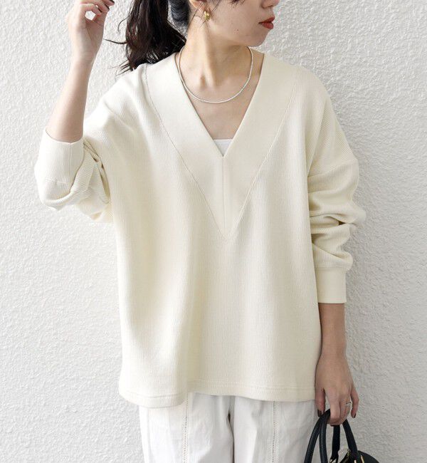 SHIPS any「SHIPS any:〈手洗い可能〉サカリバ 深Vネック ルーズ プルオーバー」|プルオーバー|ナチュラル