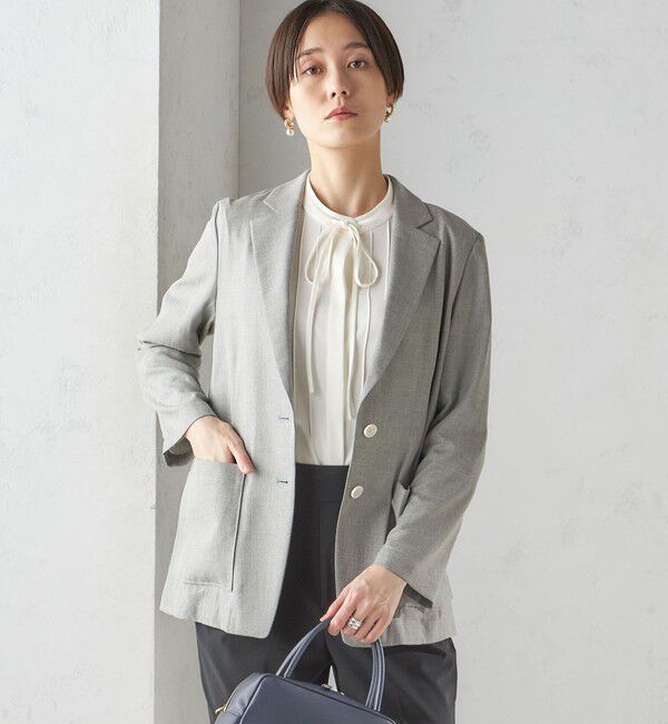 SHIPS for women「〈接触冷感/手洗い可能〉トリアセテート混 シングル 2ボタン ジャケット」|テーラードジャケット|