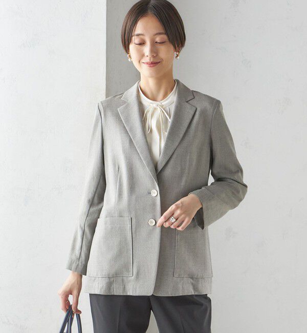 SHIPS for women「〈接触冷感/手洗い可能〉トリアセテート混 シングル 2ボタン ジャケット」|テーラードジャケット|